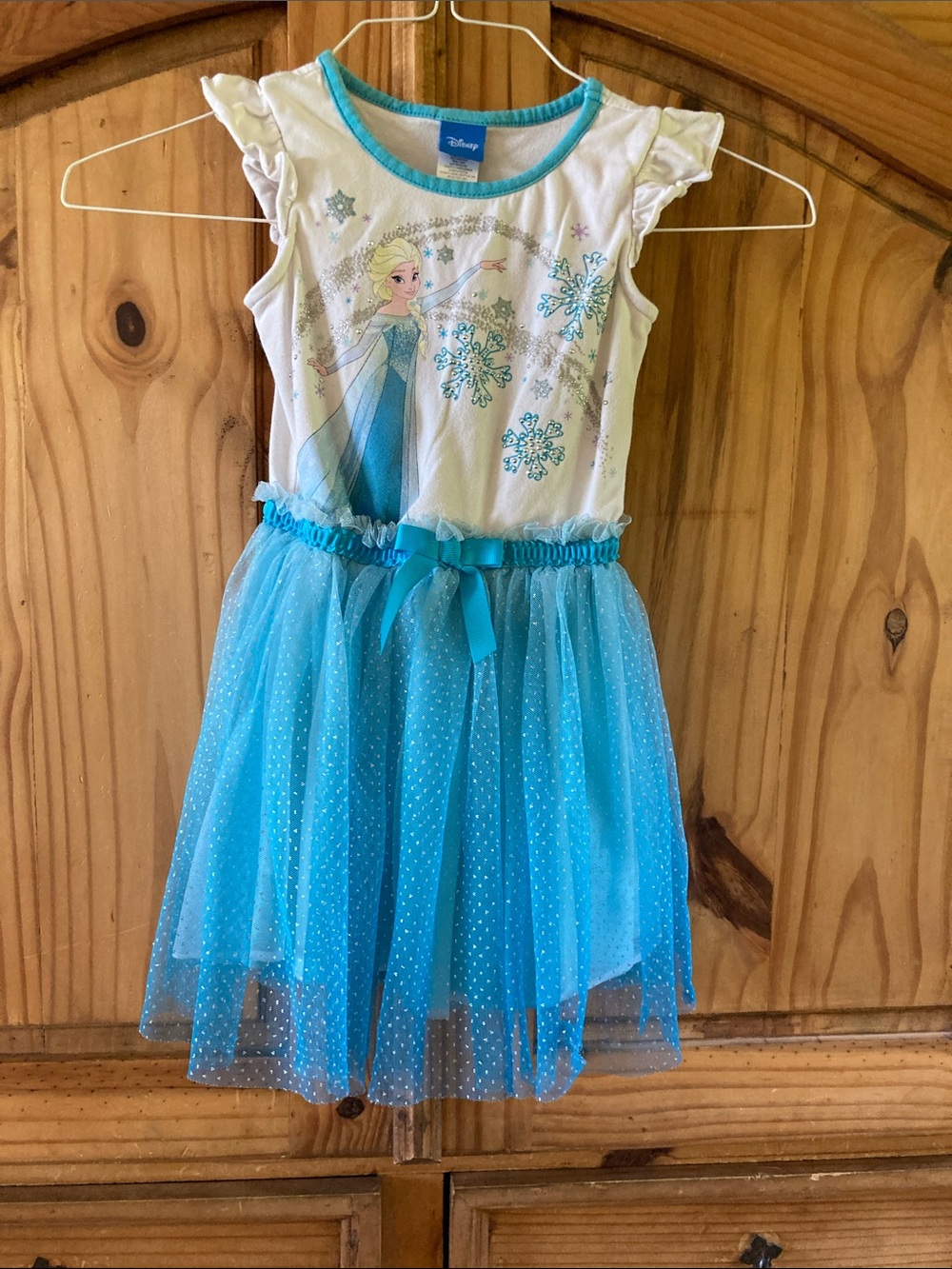 Girls Disney Frozen blue lace short sleeve dress size 5